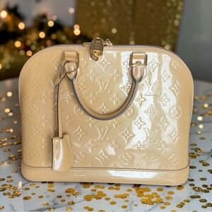 Louis Vuitton Alma PM Vernis Beige Patent Leather Bag, Lock & Key Made in France